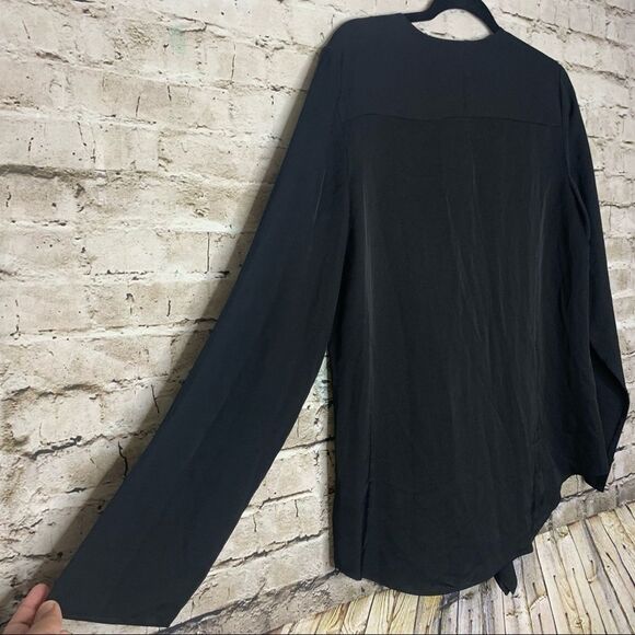Theory Black Jastrid Modern Silk Ruffled sz Large - Picture 11 of 12